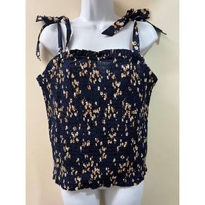 POPSUGAR Women's Shoulder Tie Top Smocked Bodice Size XL NWT